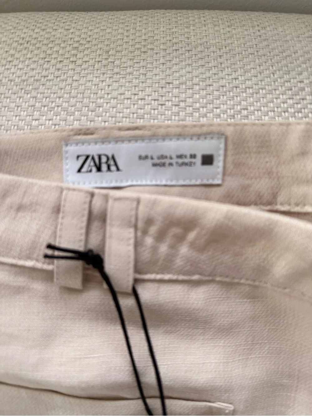 Zara Wide-Leg Linen Blend Pants in Beige